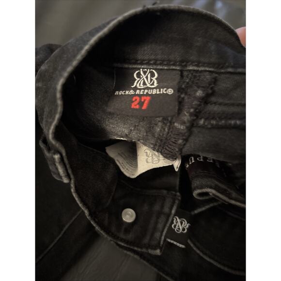 Rock & Republic Women’s 27 Black Skinny Low Rise Denim Stretch Jeans 25x30 - Picture 6 of 6